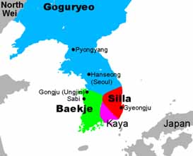 Baekje and Silla, of the Three Kingdoms of Korea